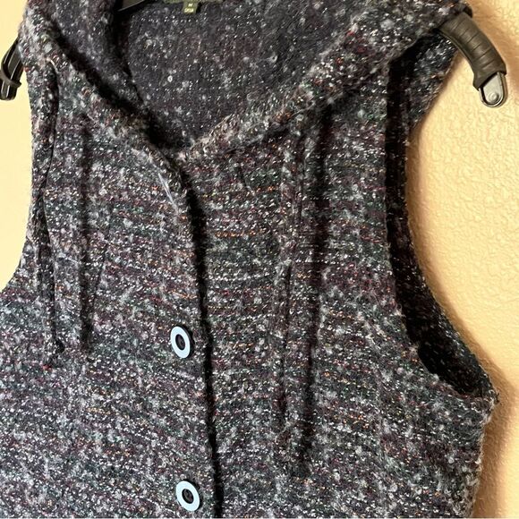 For Cynthia Wool Blend Blue Multi Color Button Front Hooded Vest Size Medium - Picture 4 of 11